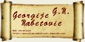 Georgije Mabetović vizit kartica